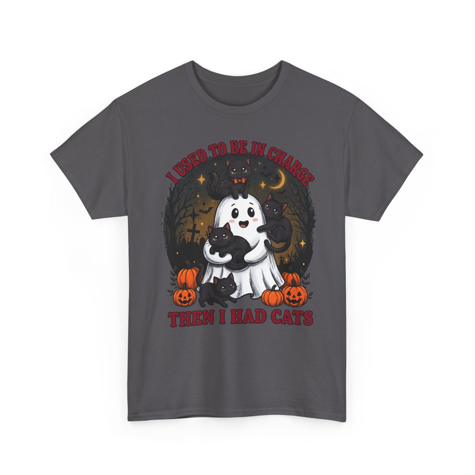 I Used To Be In Charge Then I Had Cats Shirt — Cute Ghost & Black Kittens T-Shirt