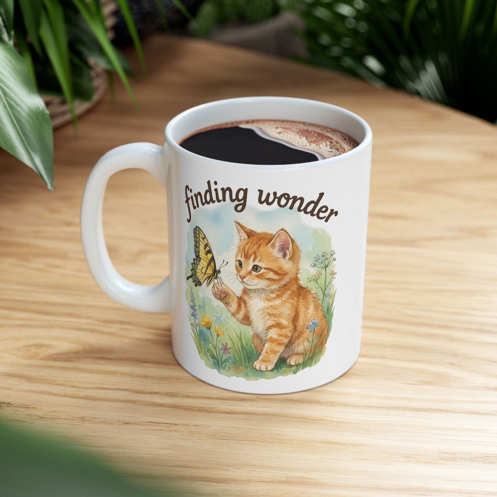 Finding Wonder Cat Ceramic Mug