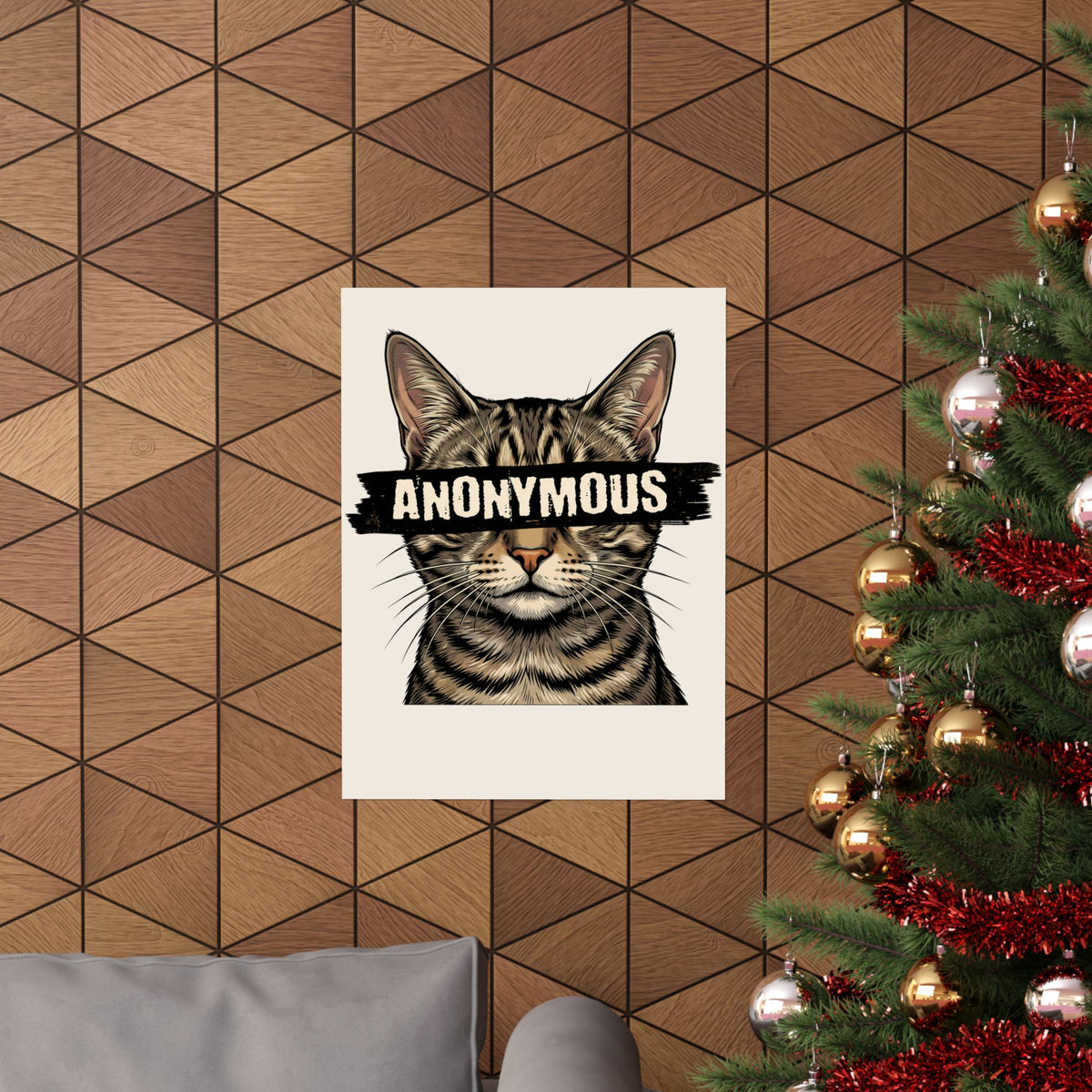 "Anonymous" Censored Cat Poster, Edgy Feline Graphic Poster