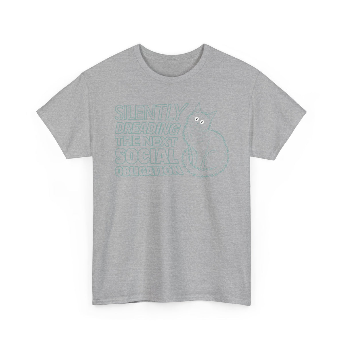 Introvert Cat T-Shirt — "Silently Dreading the Next Social Obligation"