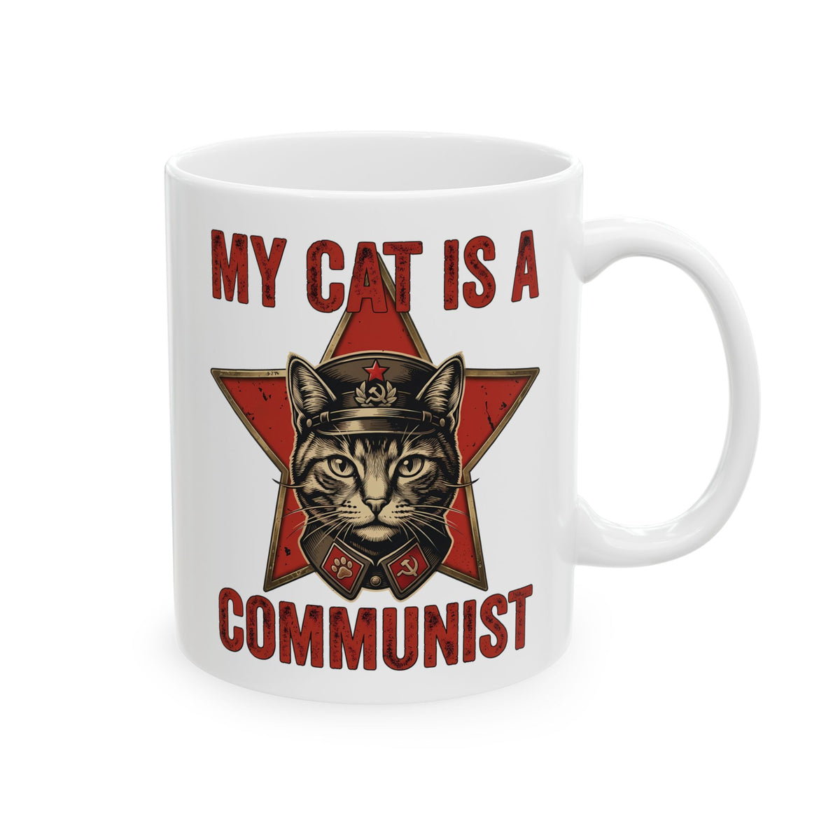 Communist Cat Ceramic Mug — "My Cat Is A Communist Cat" Funny Political Cat Mug