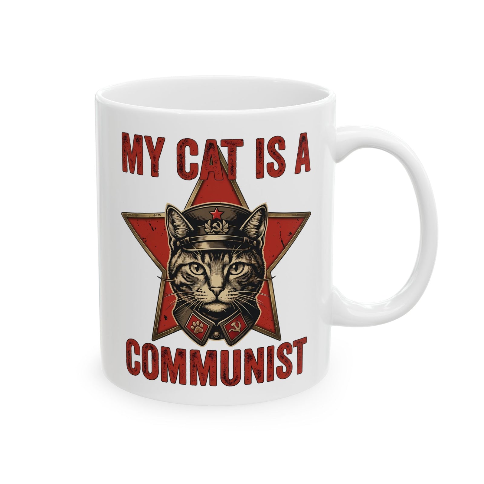 Communist Cat Ceramic Mug — "My Cat Is A Communist Cat" Funny Political Cat Mug
