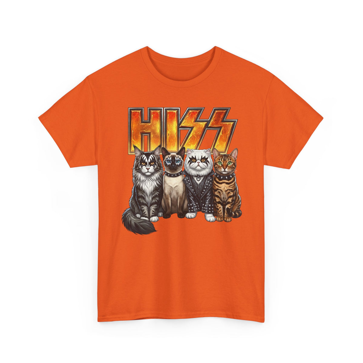 Heavy Metal Cat Hiss T-Shirt — Retro Rock Cat Graphic Tee
