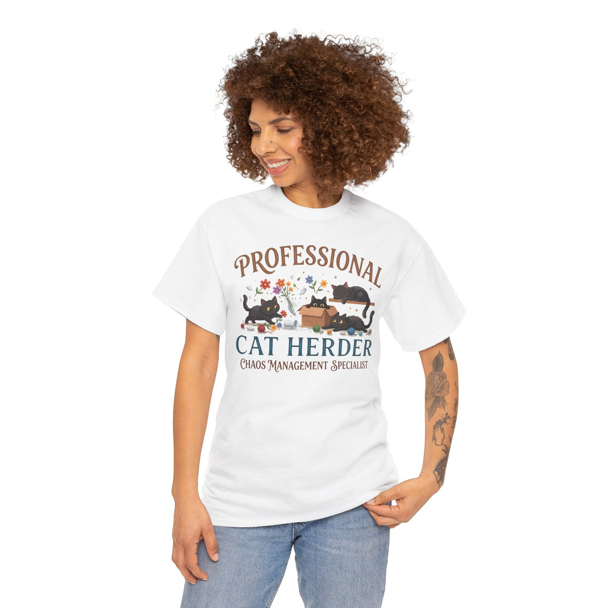 Professional Cat Herder T-Shirt — Funny Chaos Management Specialist Tee