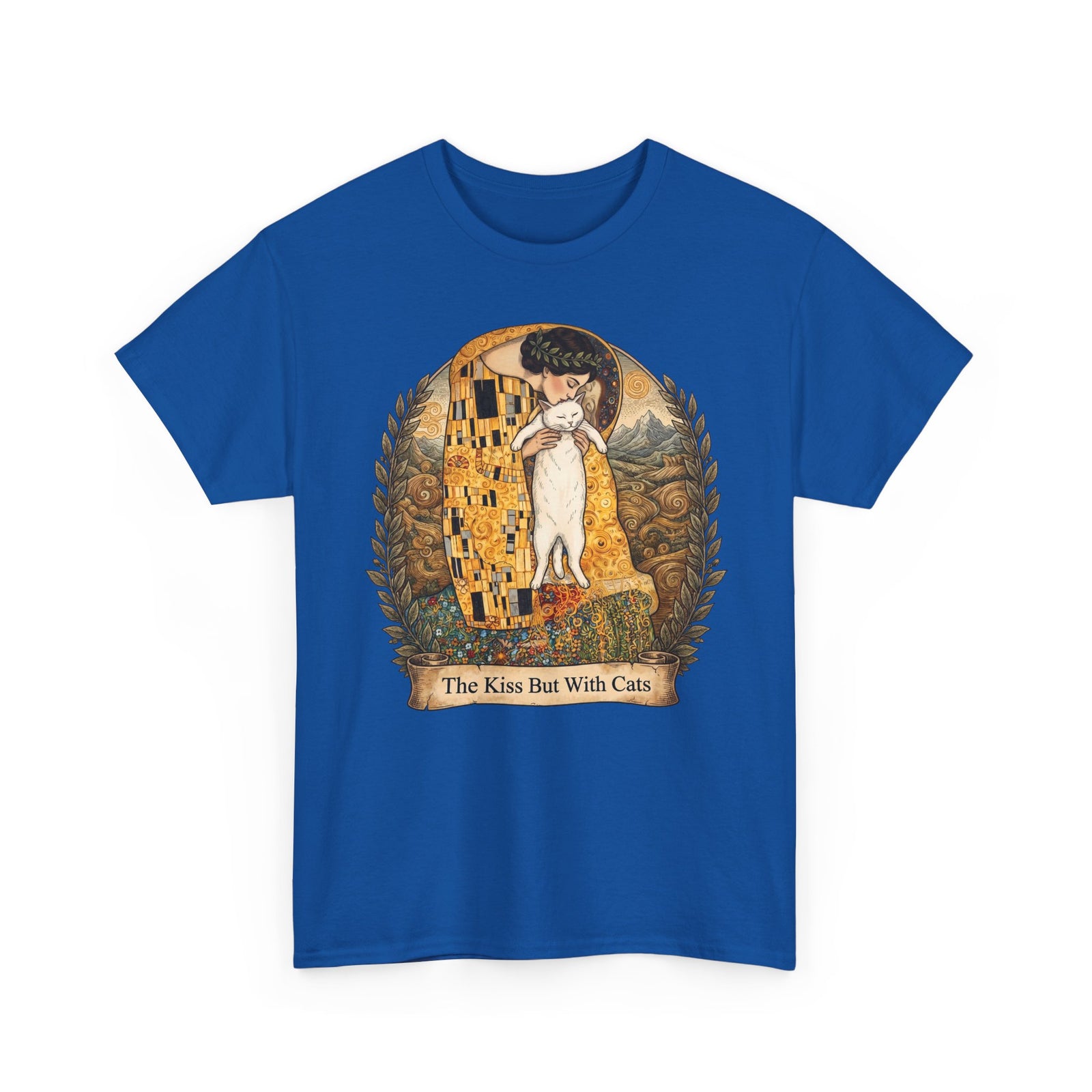 The Kiss But With Cats T-Shirt — Gustav Klimt Fine Art Parody Tee