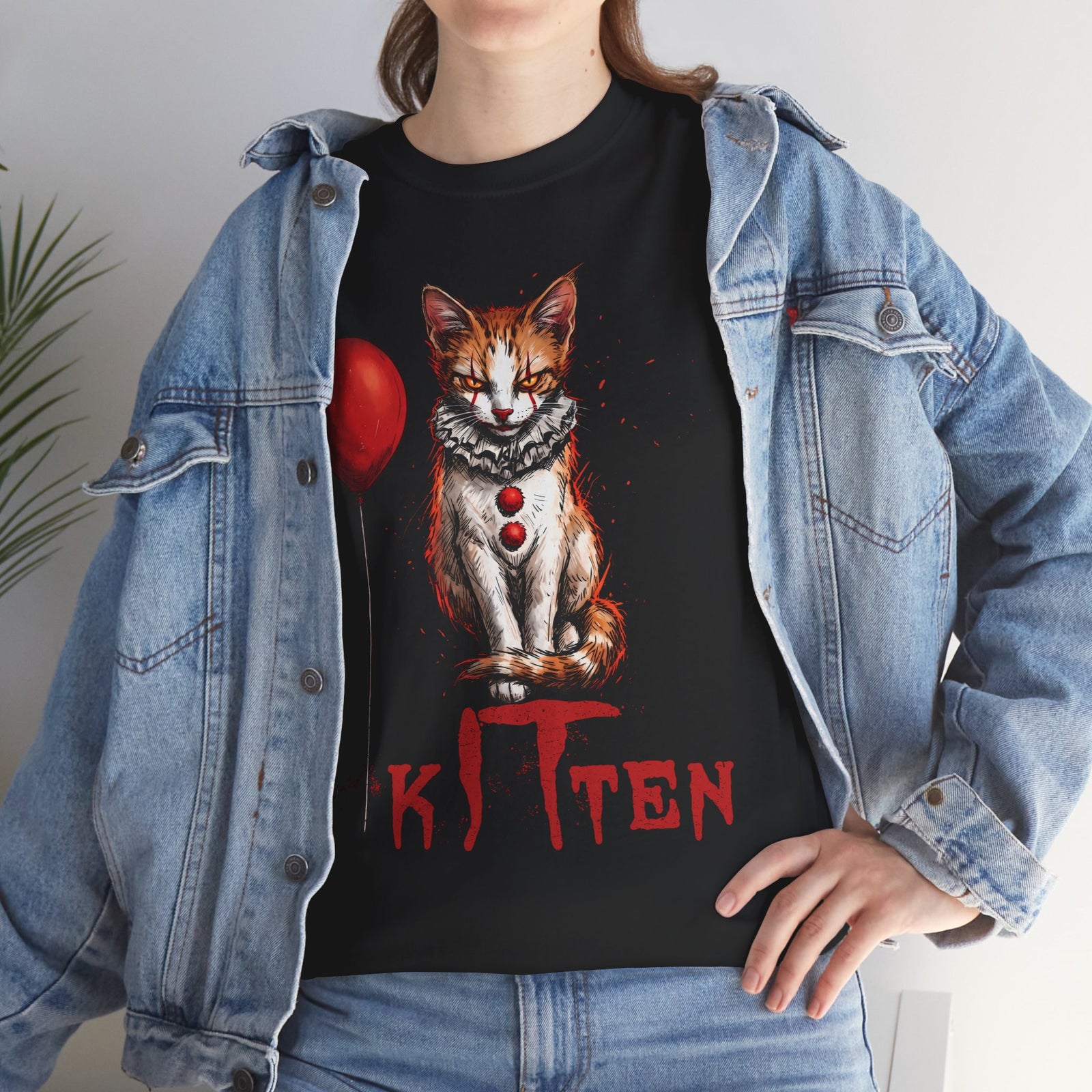 KITTEN Horror Clown T-Shirt — Spooky Orange Tabby Clown Cosplay Apparel