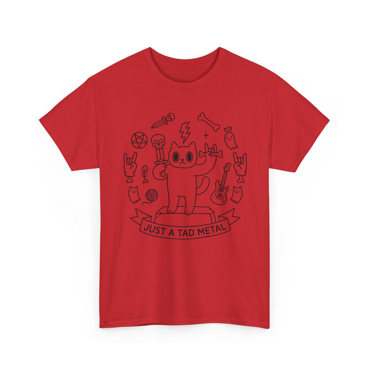 Just A Tad Metal Cat T-Shirt — Funny Heavy Metal Rocker Feline Tee