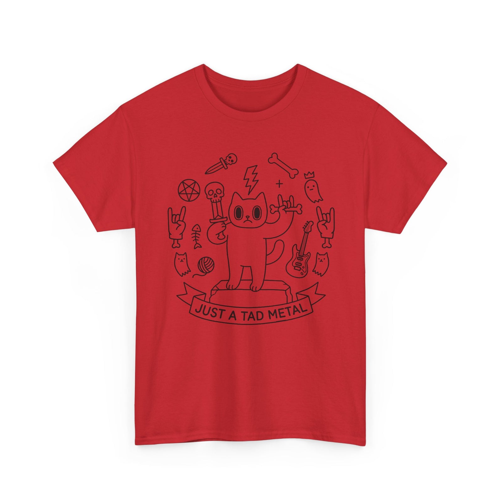 Just A Tad Metal Cat T-Shirt — Funny Heavy Metal Rocker Feline Tee