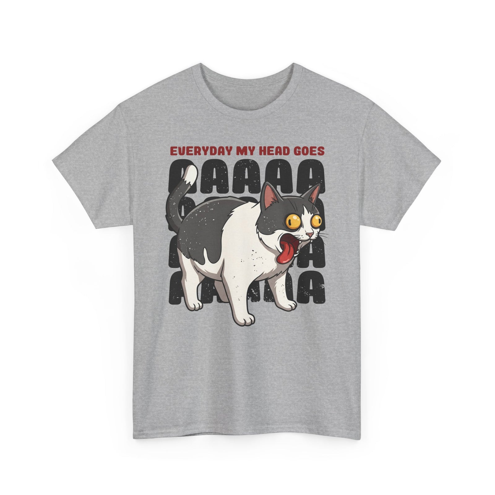 Everyday My Head Goes AAAAA T-Shirt — Funny Screaming Tuxedo Cat Tee