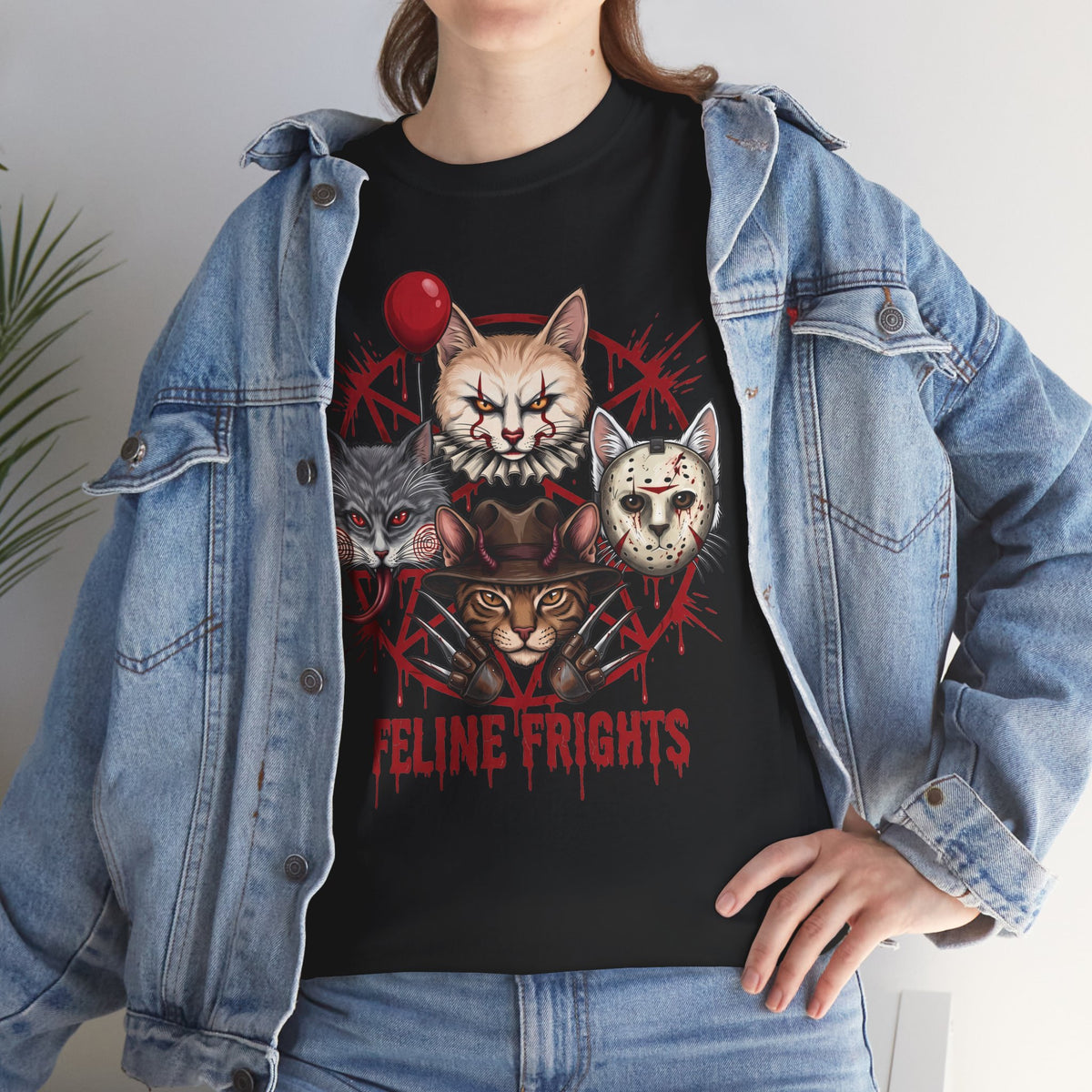 Funny Feline Frights T-Shirt — Slasher Movie Icons Cat Parody Apparel