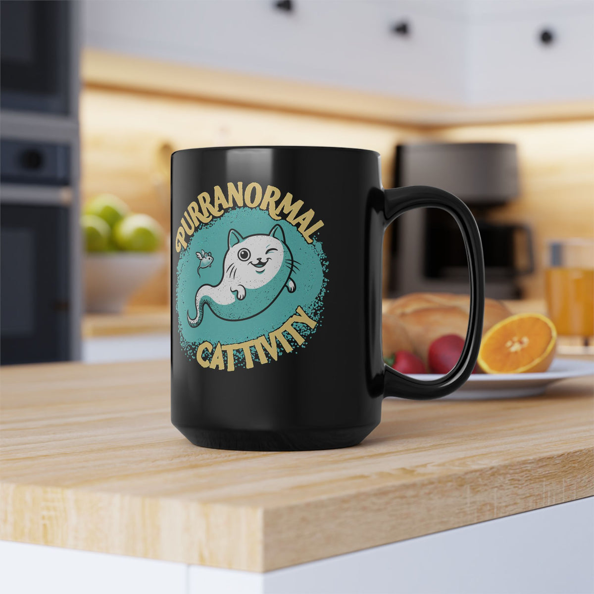 Purranormal Cattivity Black Mug — Funny Paranormal Cat Mug