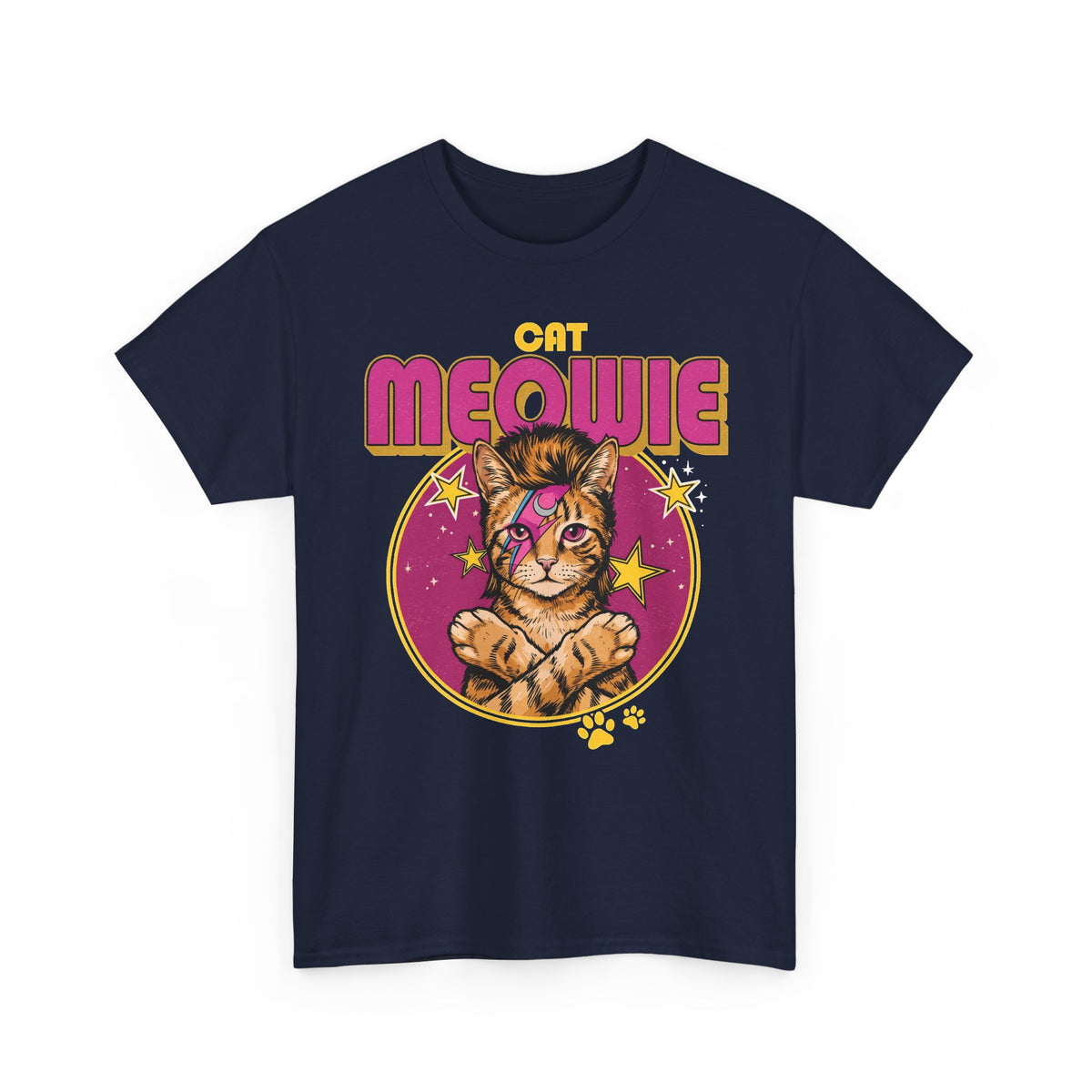 Funny Cat Meowie Lightning Bolt Shirt — 80s Retro Rocker Cat T-Shirt