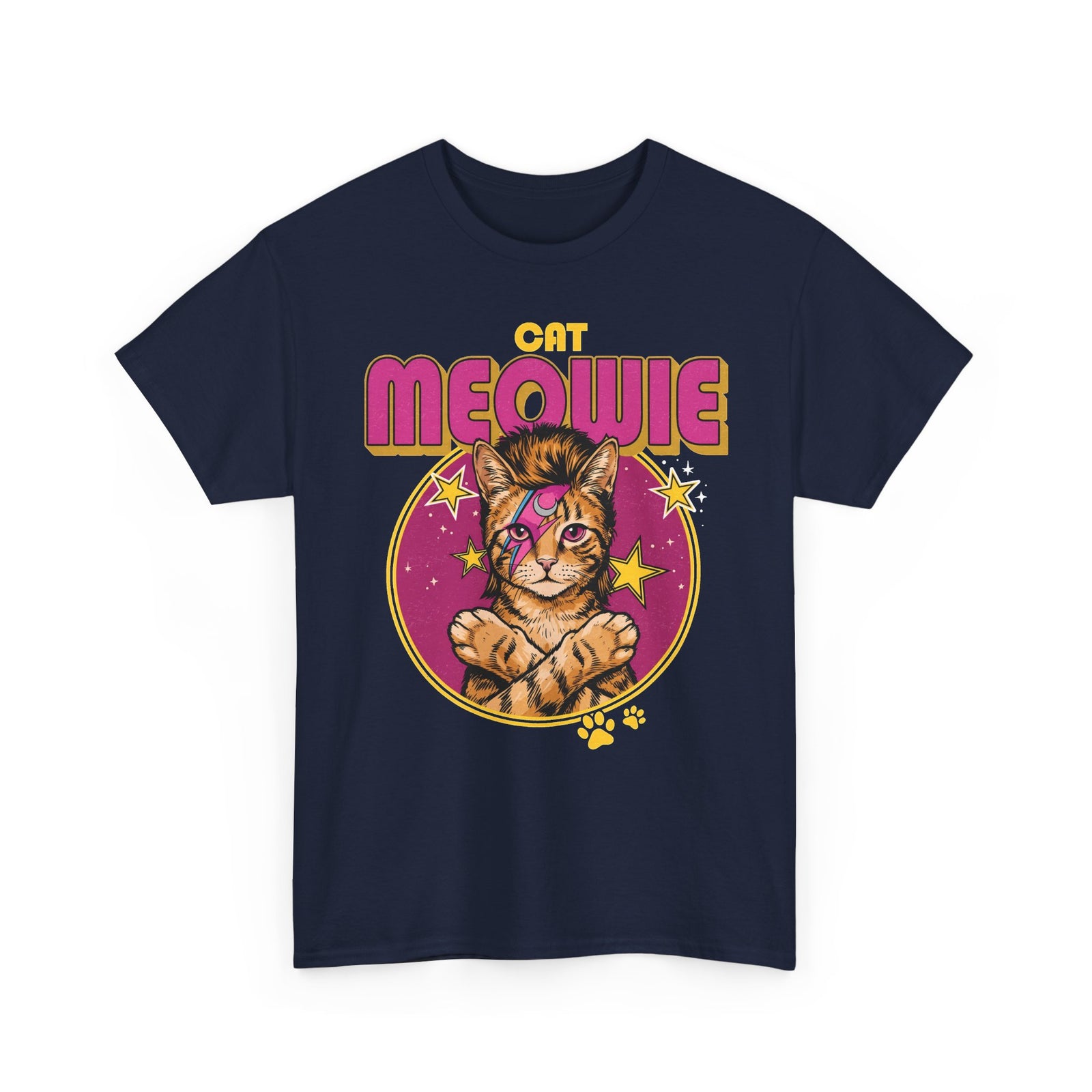 Funny Cat Meowie Lightning Bolt Shirt — 80s Retro Rocker Cat T-Shirt