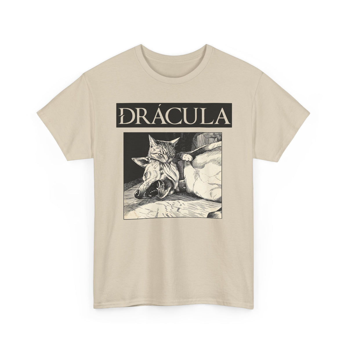 Dracula Cat Graphic Tee — Gothic Vintage Vampire Artwork T-Shirt
