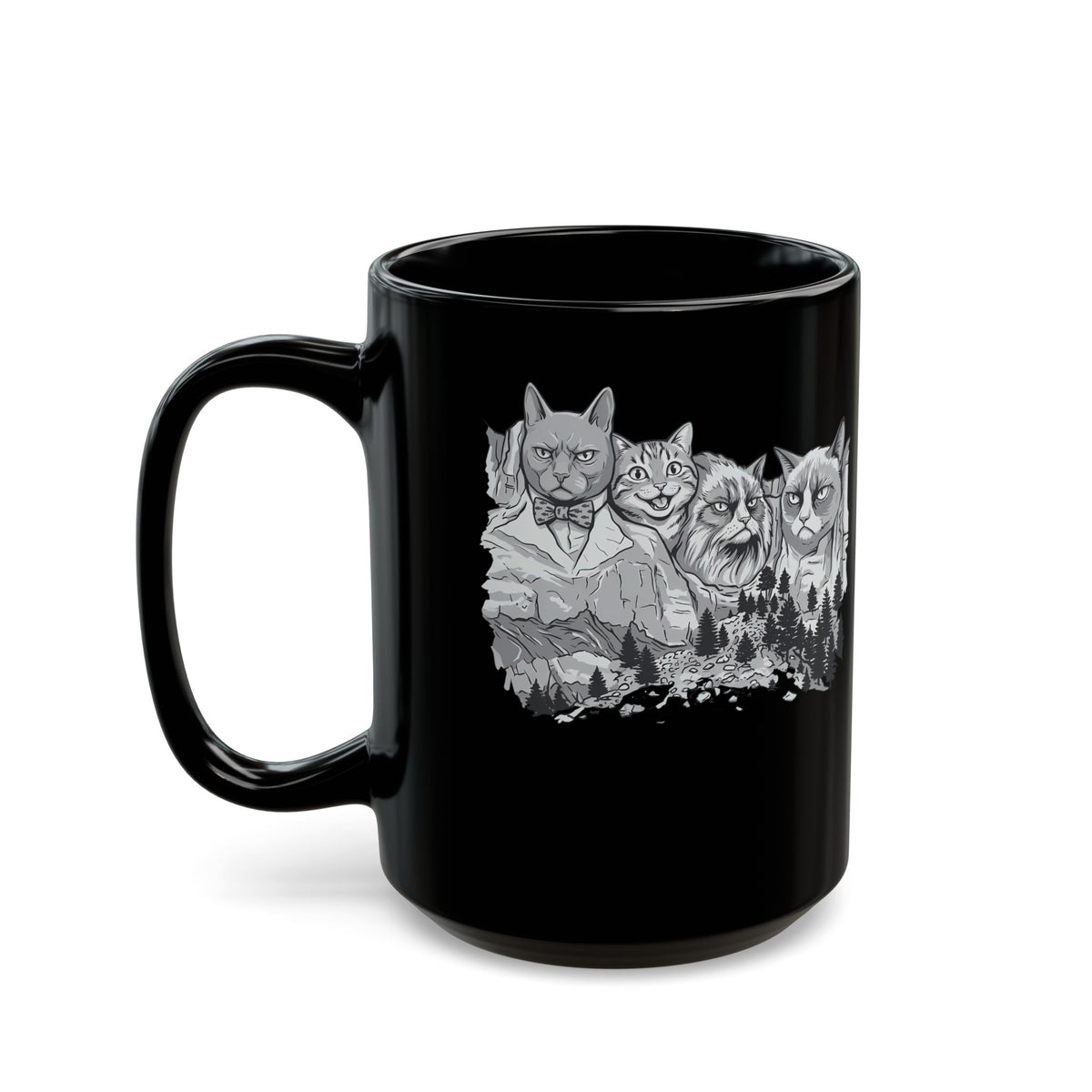 Rushmeow Graphic Mug — Cat Lover Black Mug