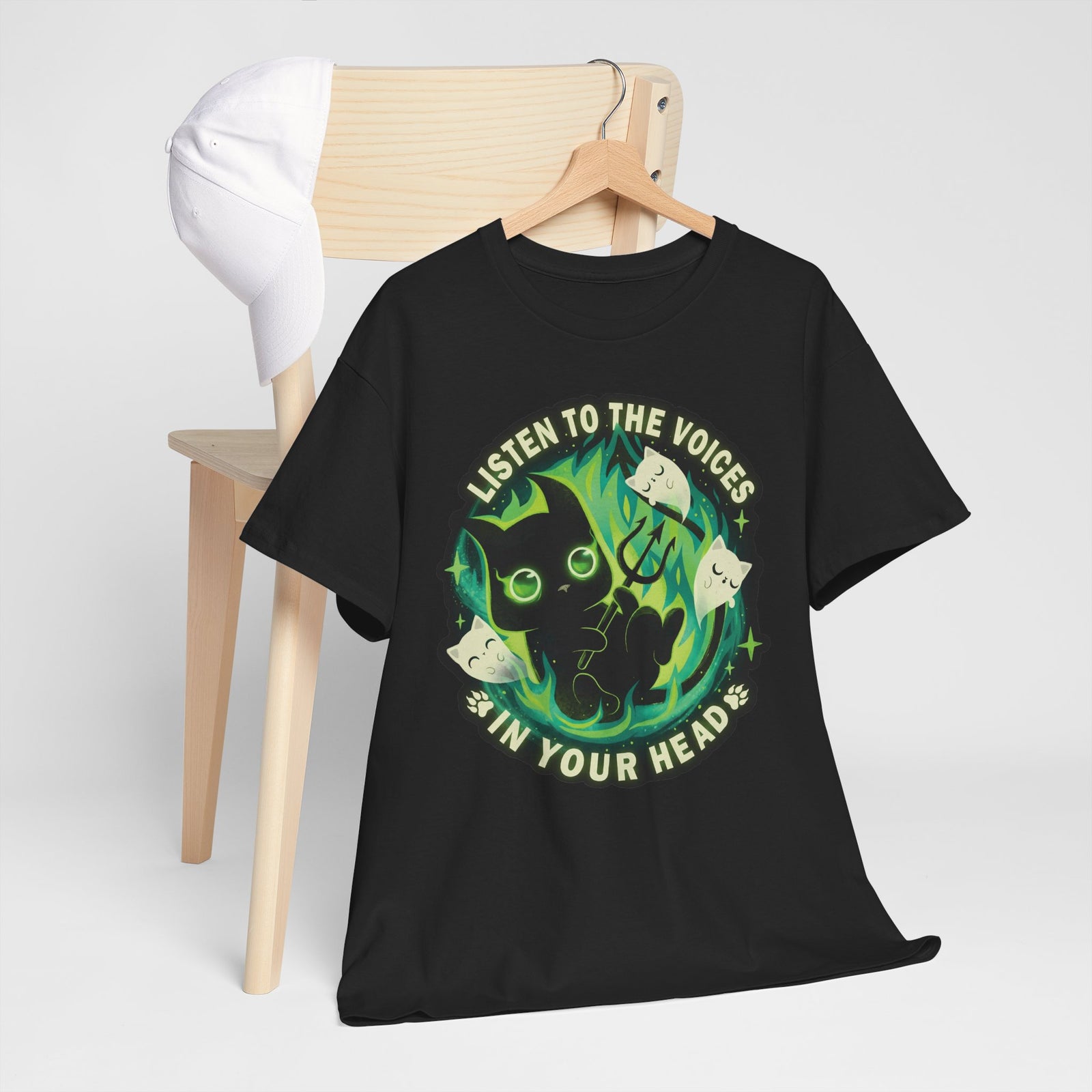 Listen To The Voices In Your Head Devil Cat — Spooky Cute Black Cat Art
