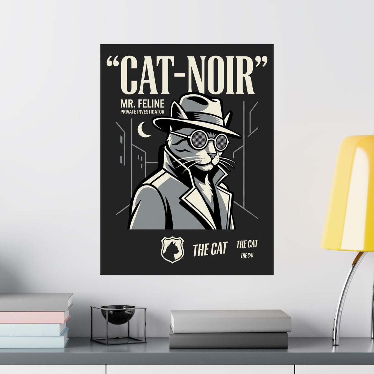 Detective Cat Poster — Vintage Noir Graphic Poster