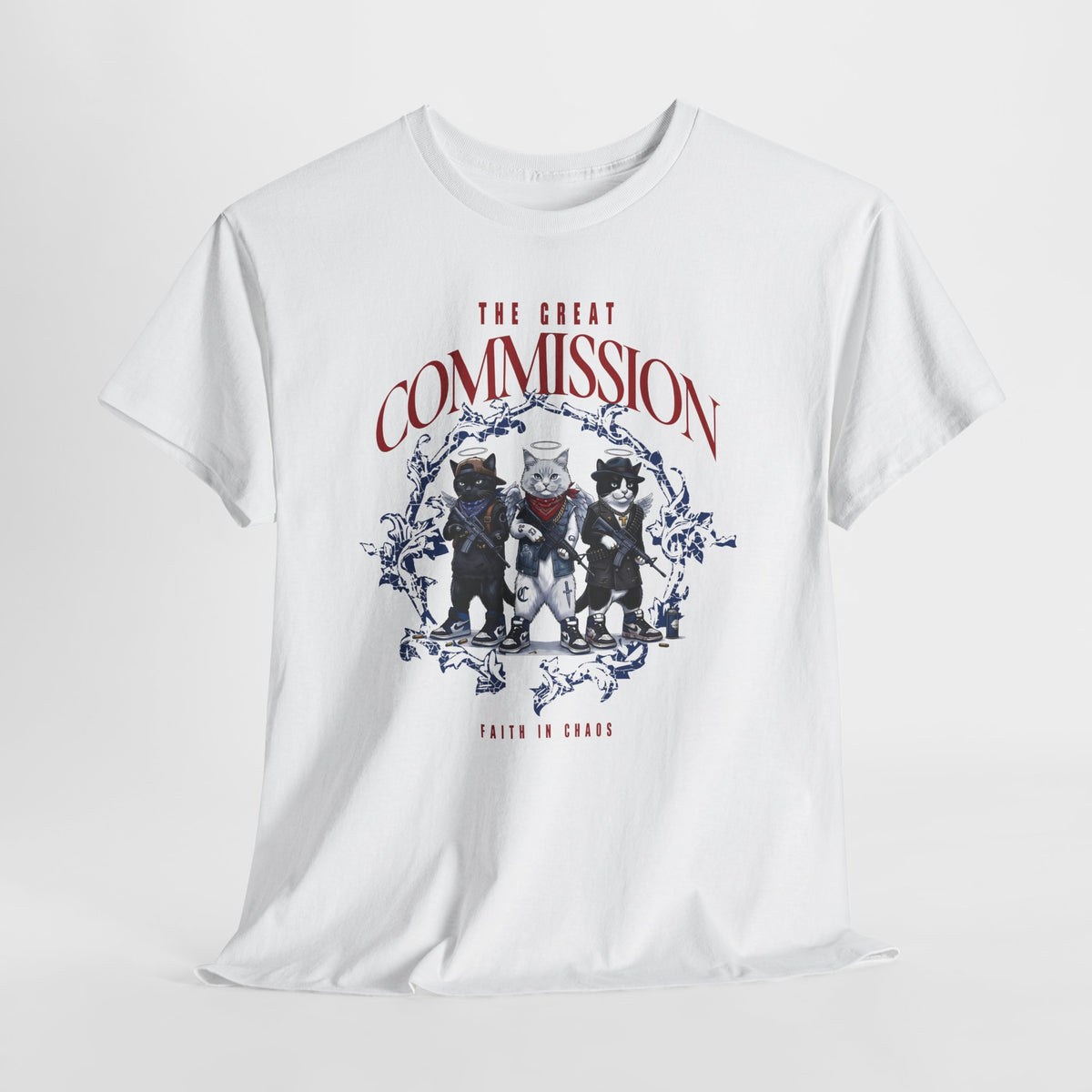 The Great Commission Faith In Chaos T-Shirt — Edgy Streetwear Angel Cats Tee