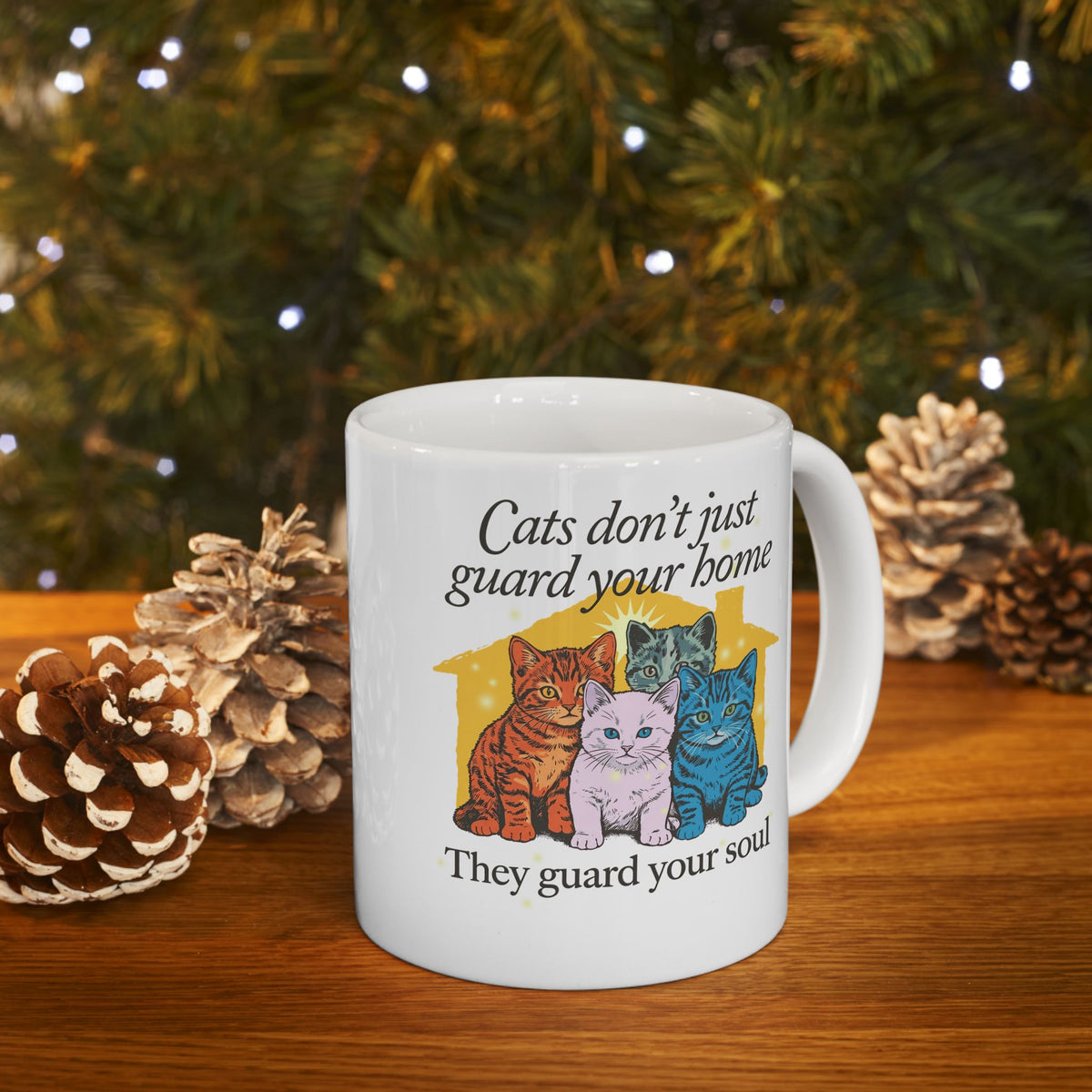 Cats Don't Just Guard Your Home Ceramic Mug — Funny Cat Lover Mug