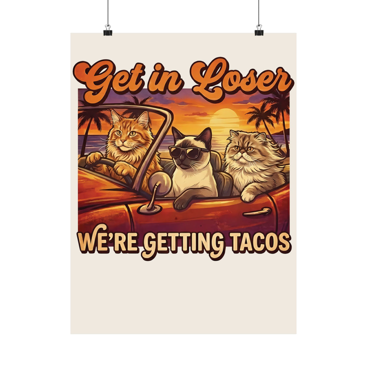 Get In Losers We're Getting Tacos Cats Poster