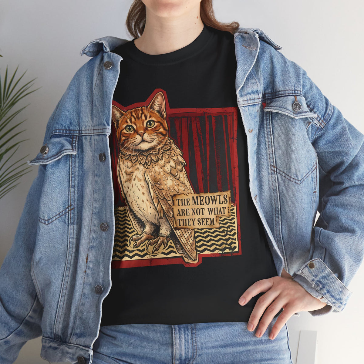 Meowls Are Not What They Seem T-Shirt — Mysterious Cat Quote Tee