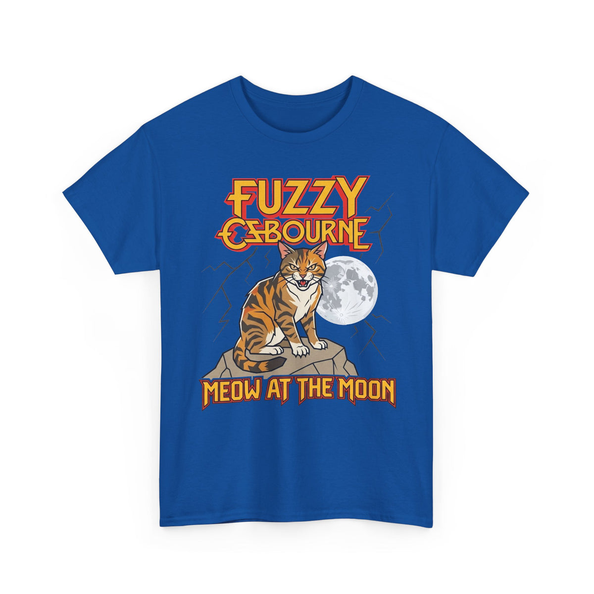 Fuzzy Osbourne "Meow at the Moon" Graphic Tee - Retro Cat Band Shirt
