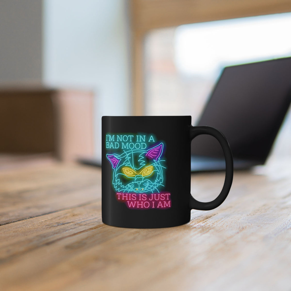 Bad Cat 'I'm Not In A Bad Mood' Black Mug