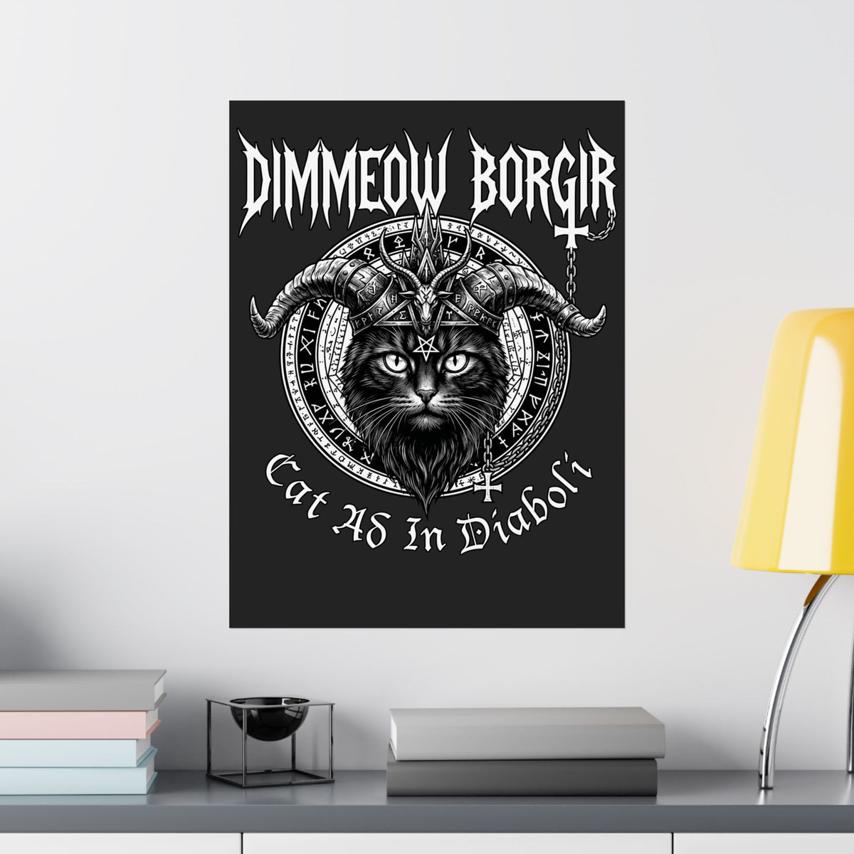 Black Metal Cat Poster — "Dimmeow Borgir" Gothic Cat Band Poster