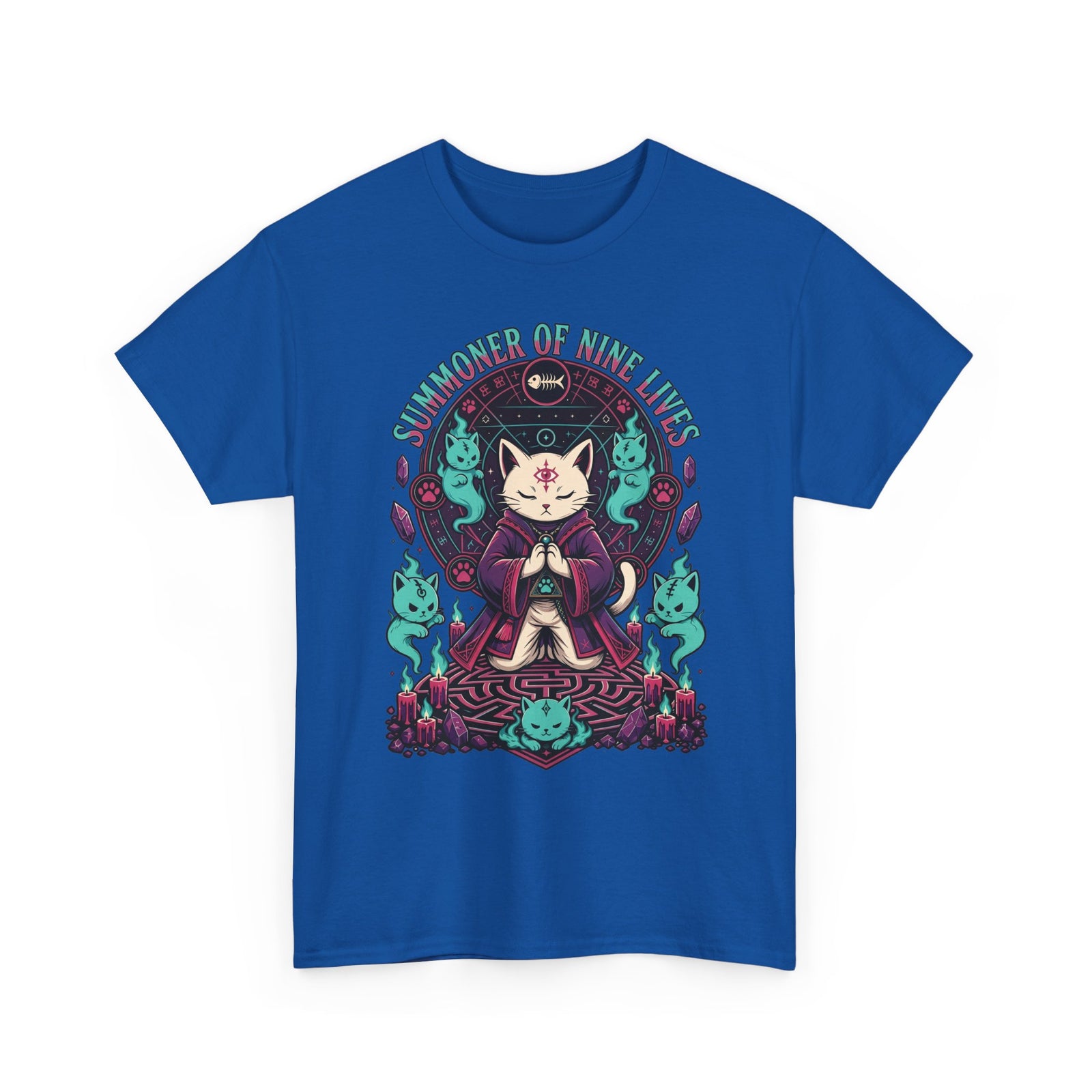 Lucky Cat Mystic Tee — "Catmancer of Nine Lives" Graphic T-Shirt