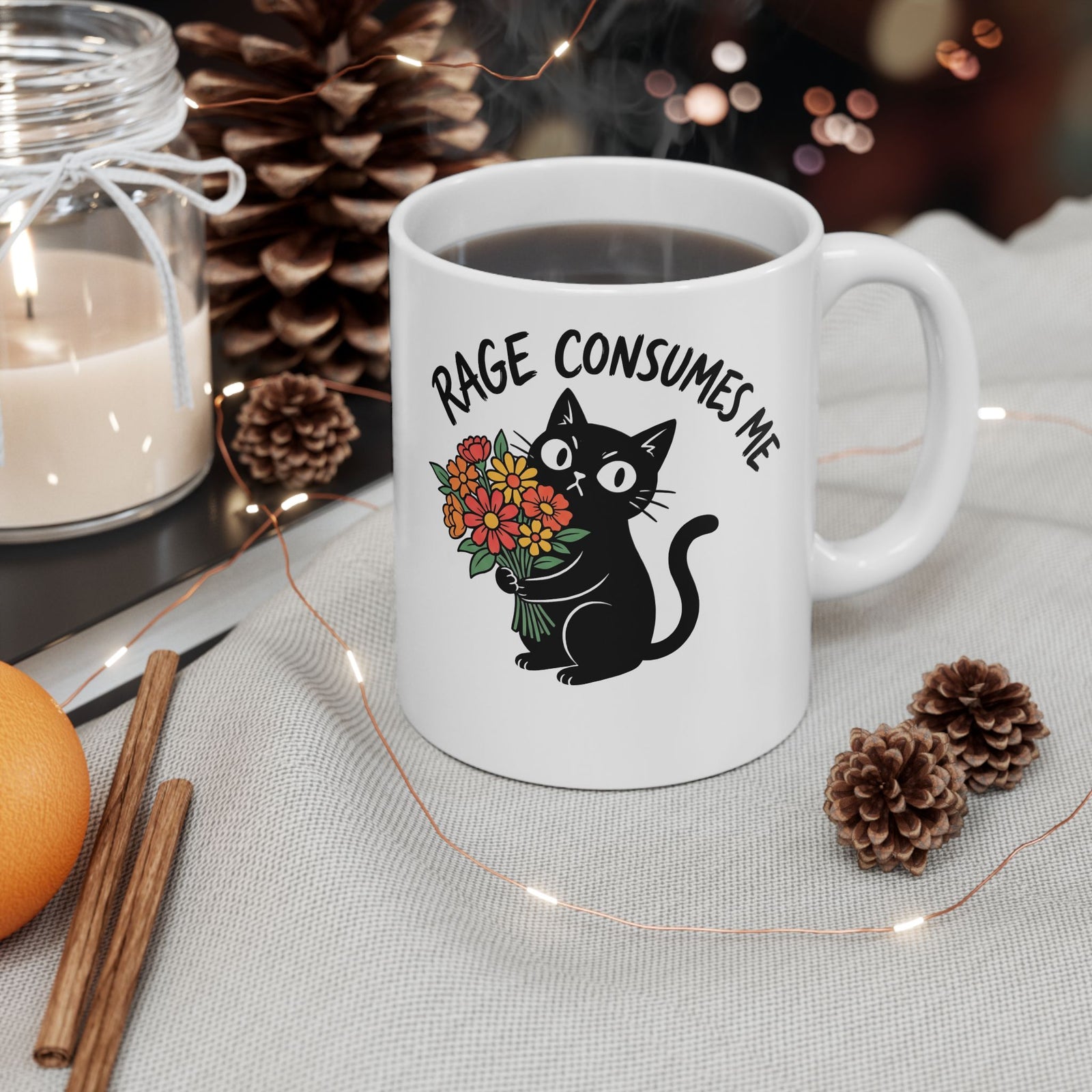 Rage Consumes Me Cat Ceramic Mug
