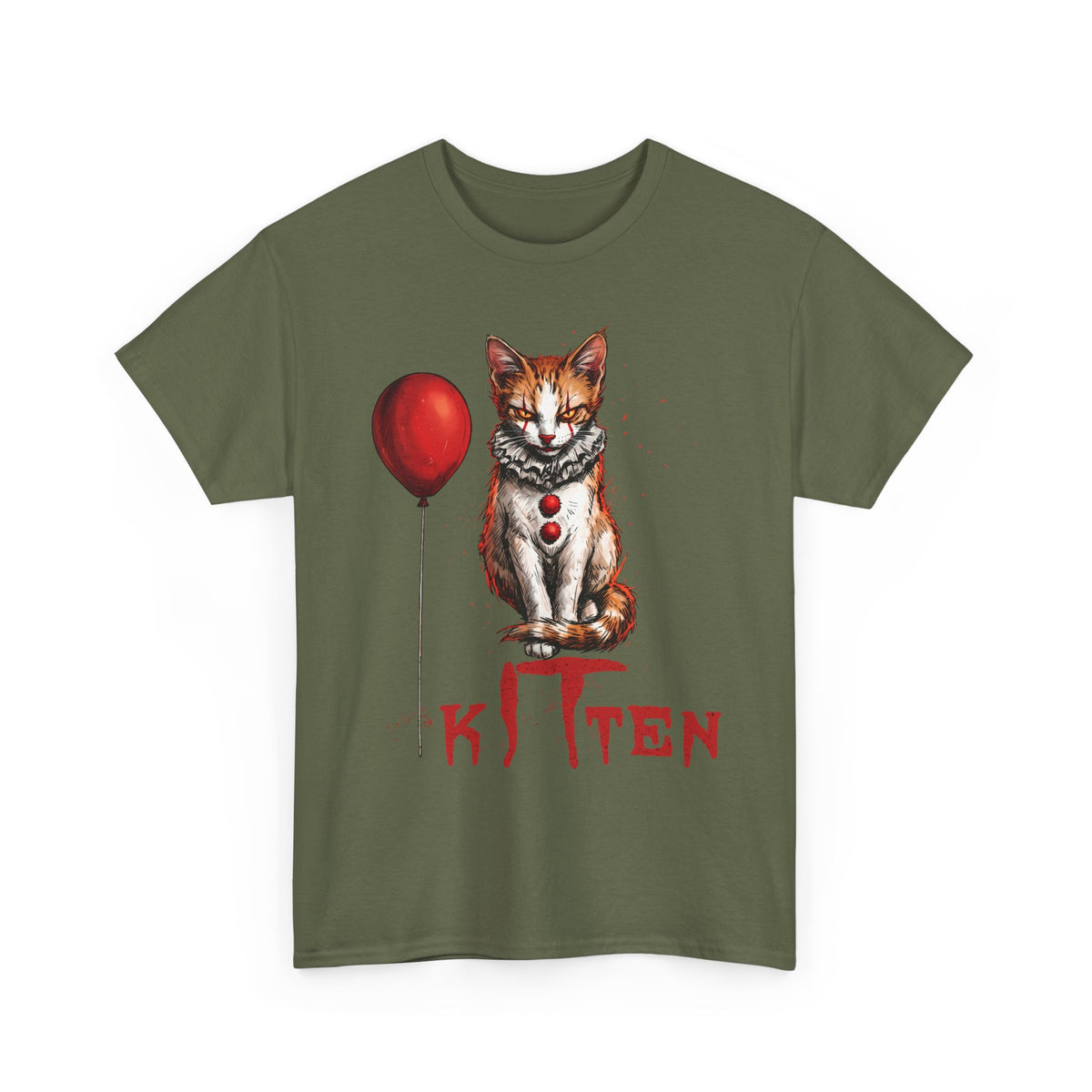 KITTEN Horror Clown T-Shirt — Spooky Orange Tabby Clown Cosplay Apparel