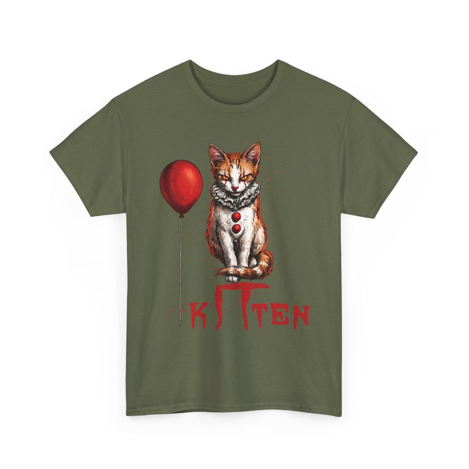 KITTEN Horror Clown T-Shirt — Spooky Orange Tabby Clown Cosplay Apparel