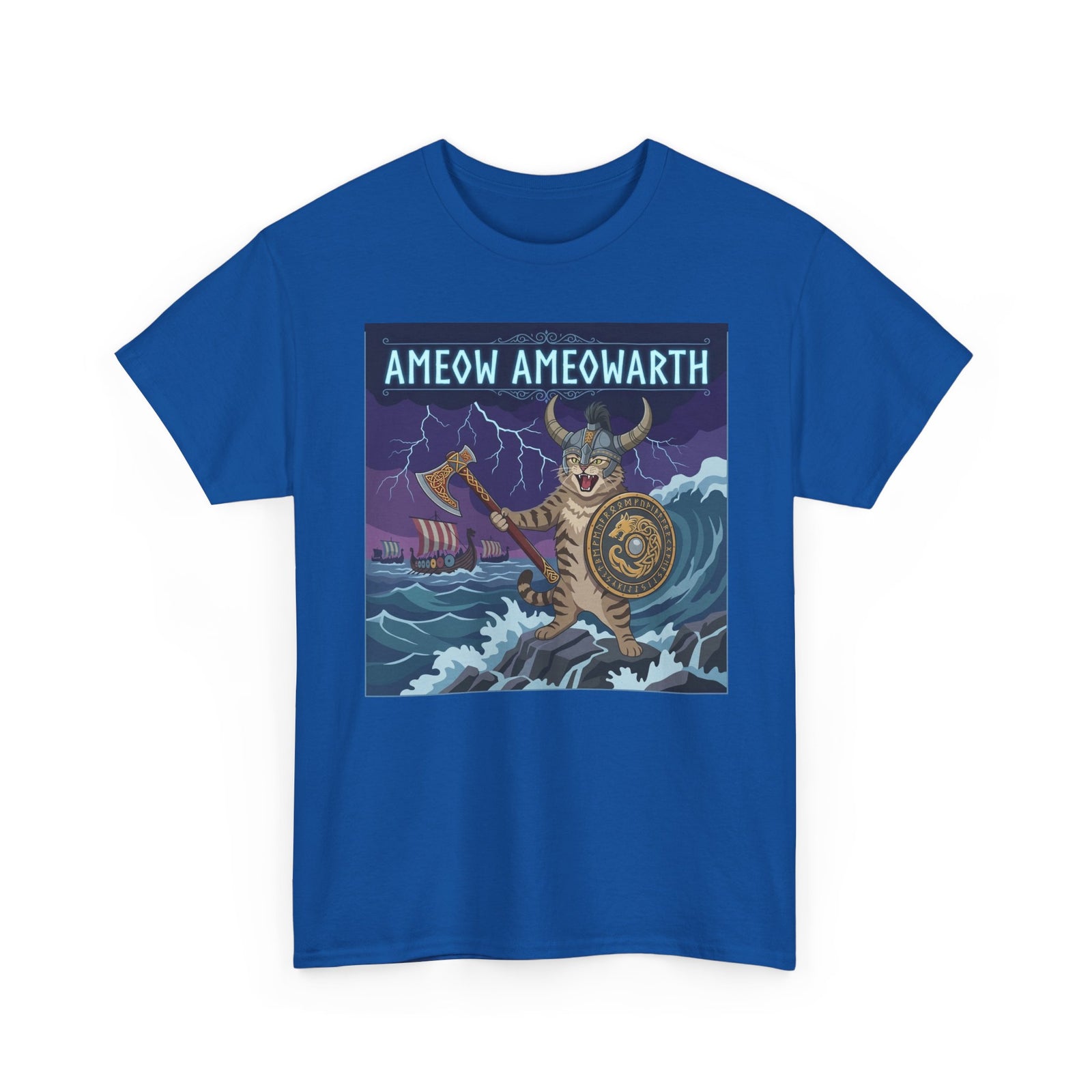 Ameow Ameowarth Cat Viking T-Shirt — Funny Viking Cat Graphic Tee