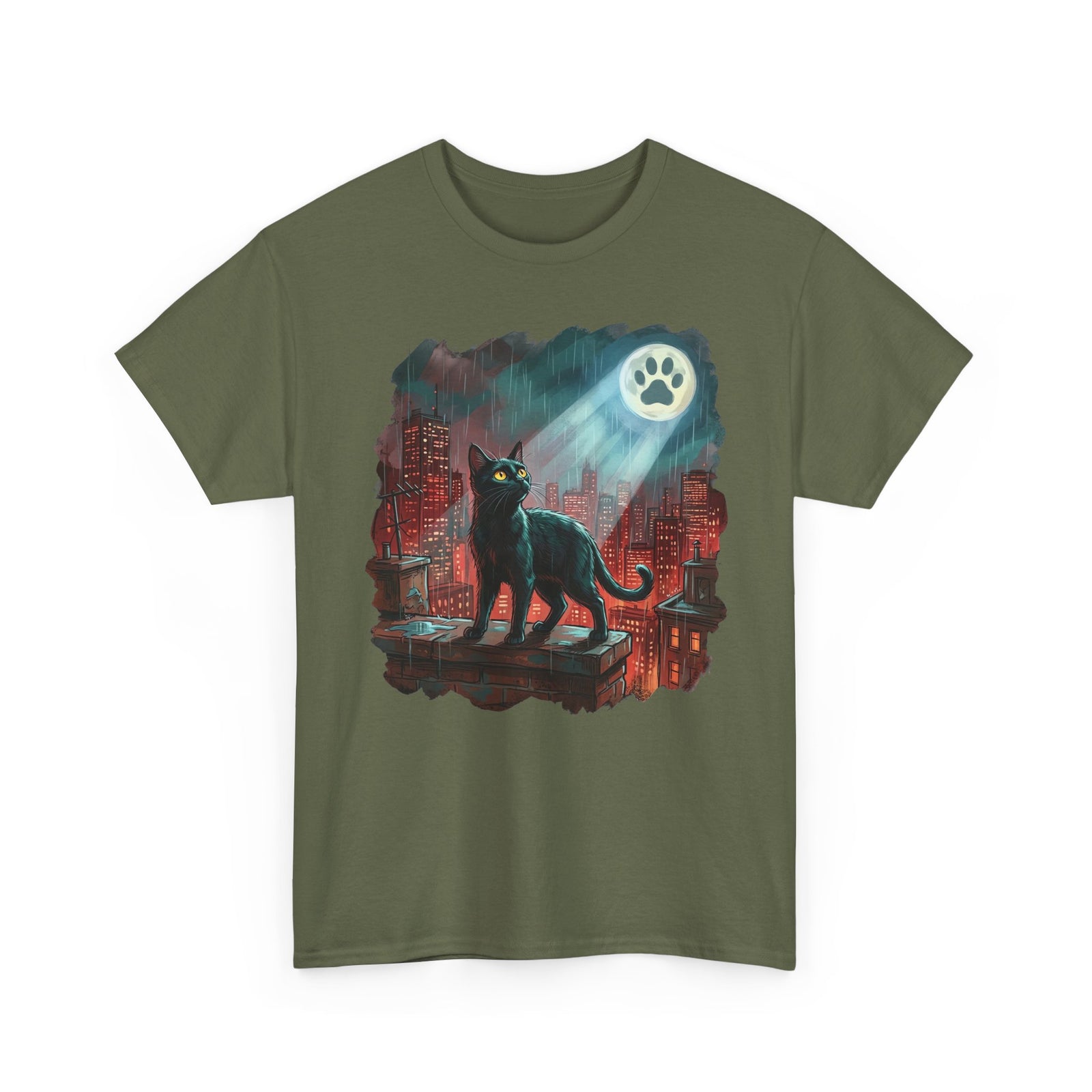 Black Cat Hero T-Shirt — Noir City Rescue Paw Signal Tee