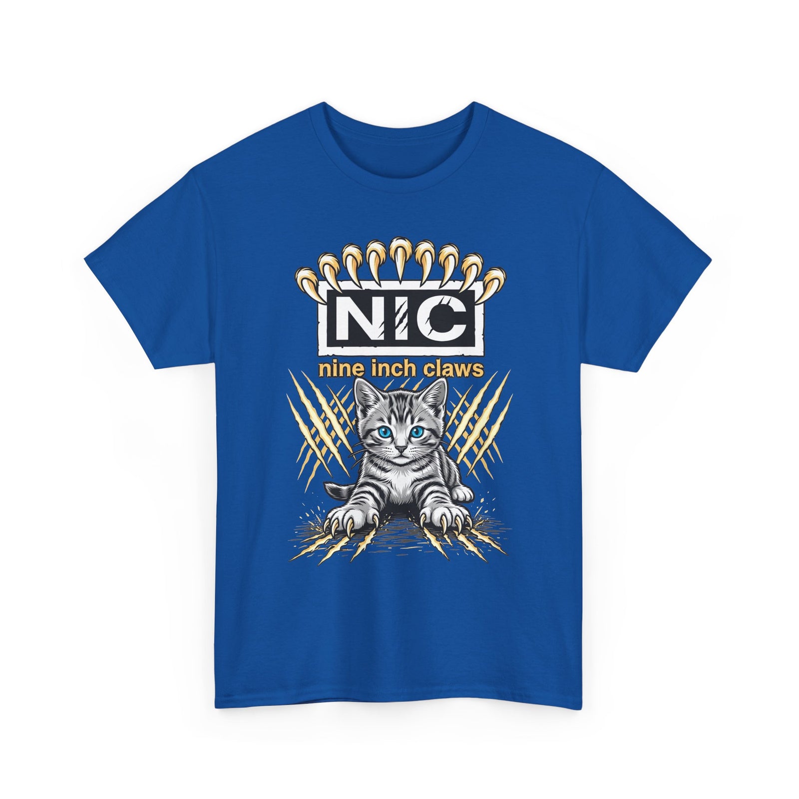 Nine Inch Claws Cat T-Shirt — 'N I C' Graphic Tee with Claw Art