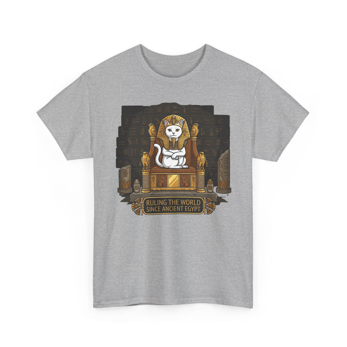 Cat Pharaoh Tee — "Ruling the World Since Ancient Egypt" Vintage Cat King T-Shirt