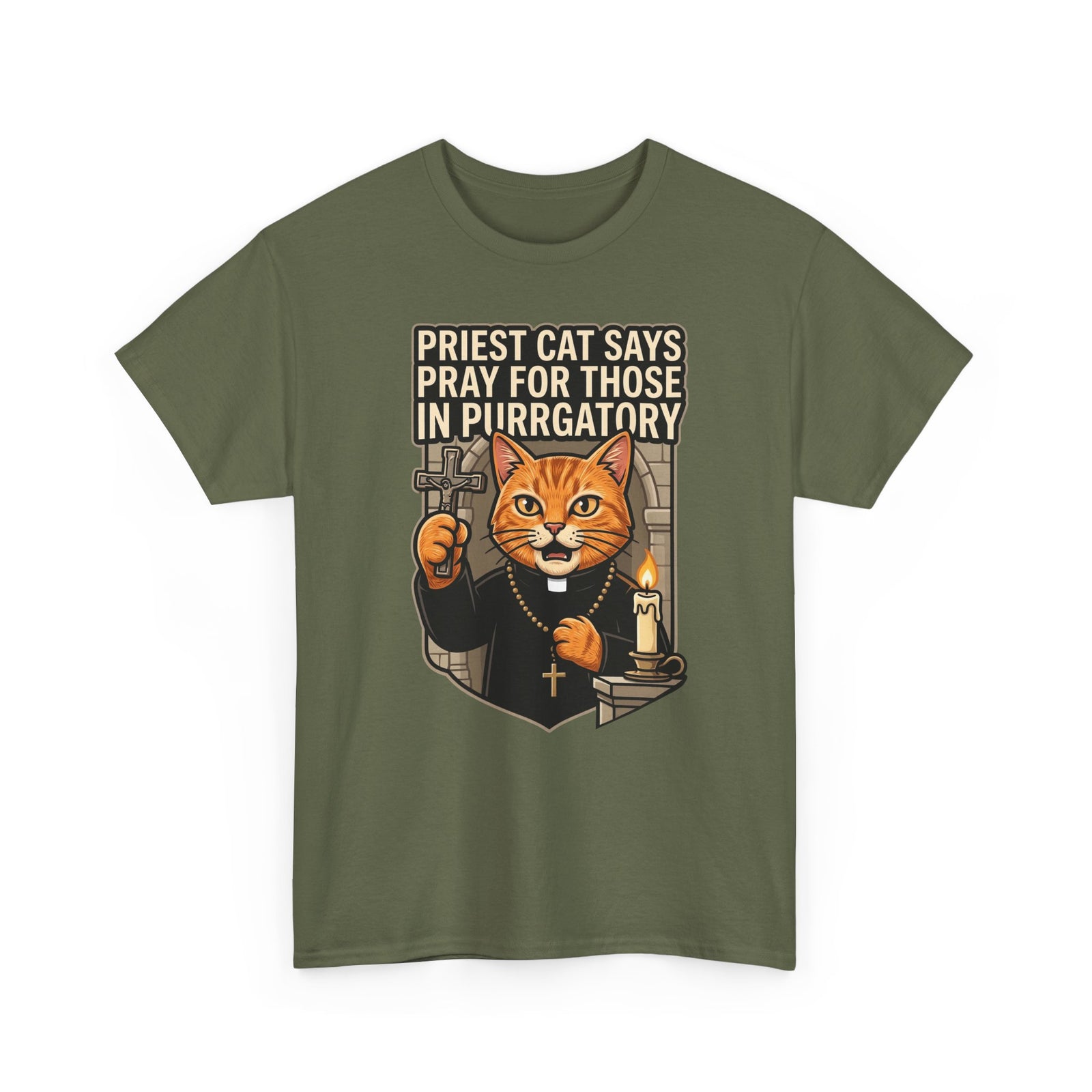 Priest Cat 'Pray For Those In Purratory' T-Shirt