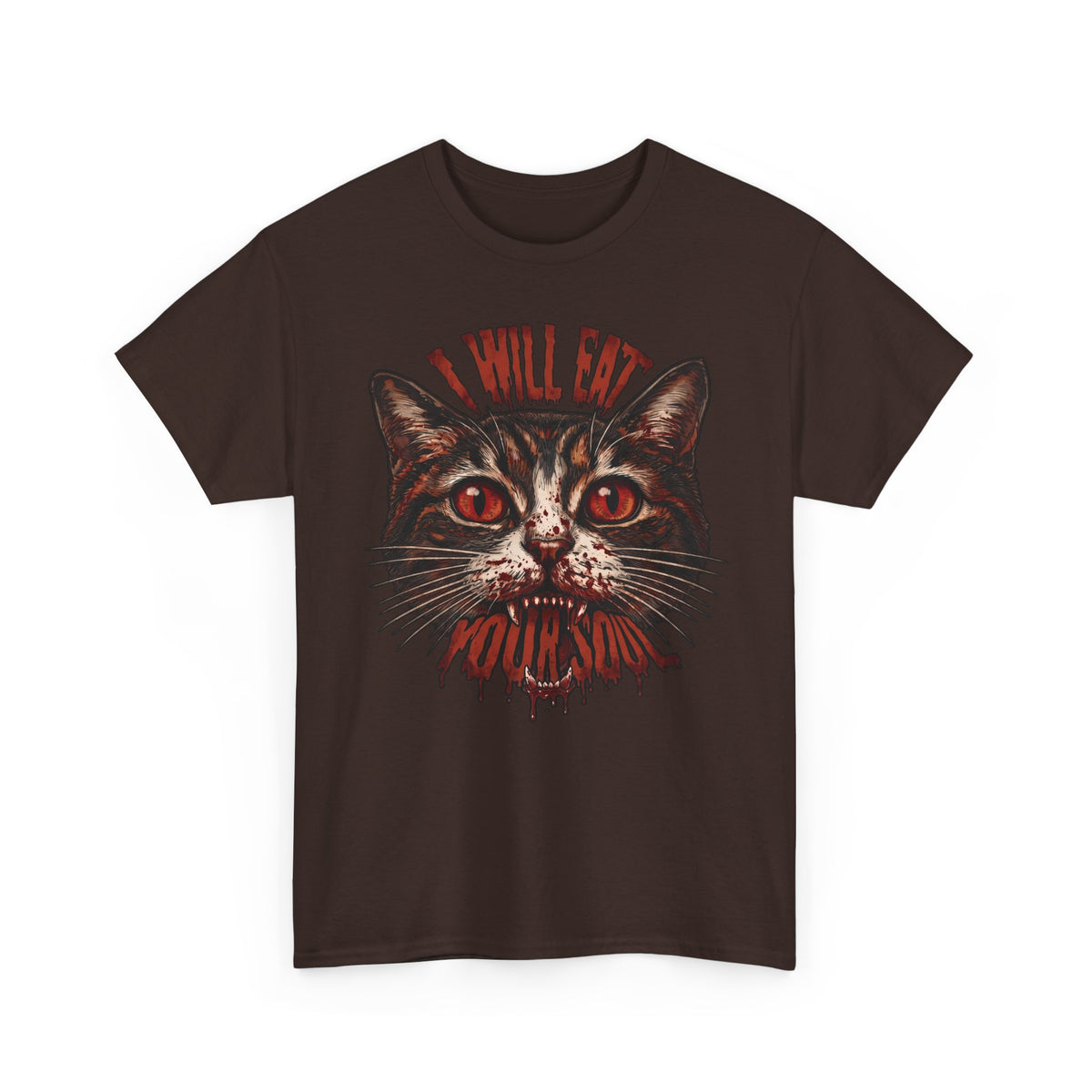 I Will Eat Your Soul T-Shirt — Horror Demon Cat Graphic Tee