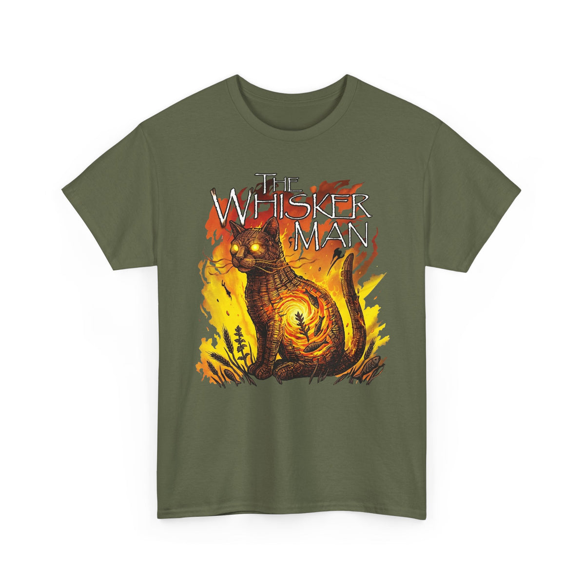 The Whisker Man Fiery Cat Horror Graphic Tee