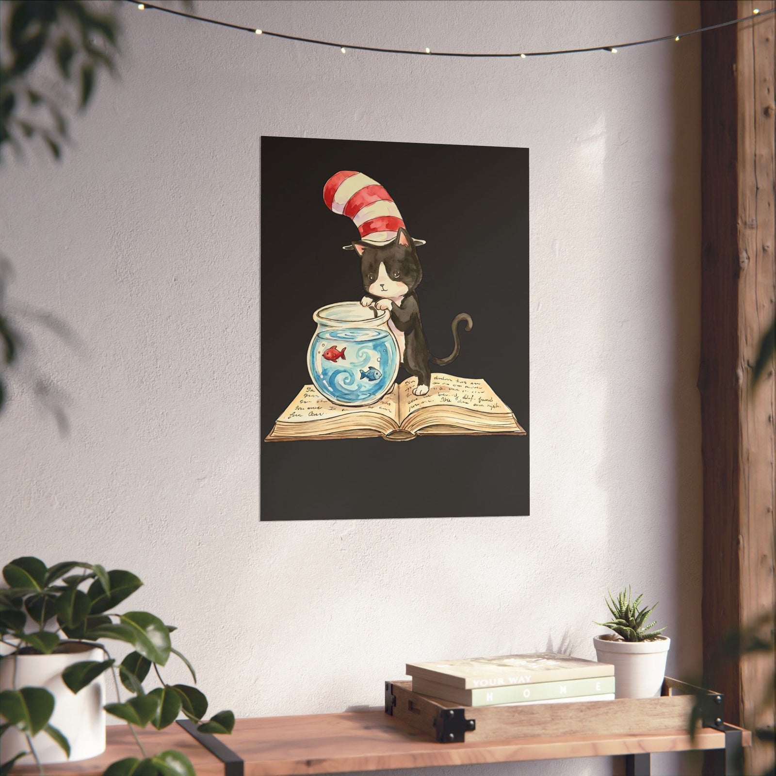 Tuxedo Cat 'Red Fish Blue Fish' Poster