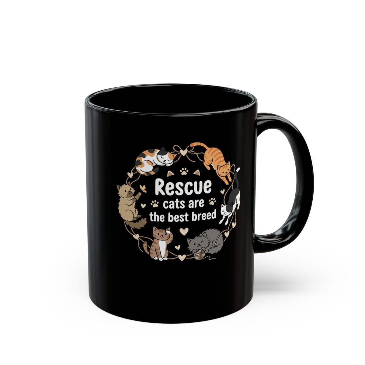 Rescue Cats Are the Best Breed Black Mug