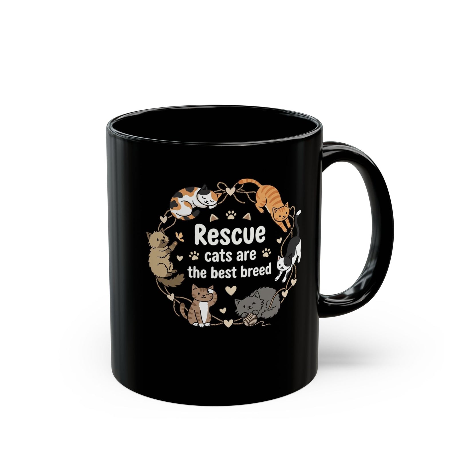 Rescue Cats Are the Best Breed Black Mug