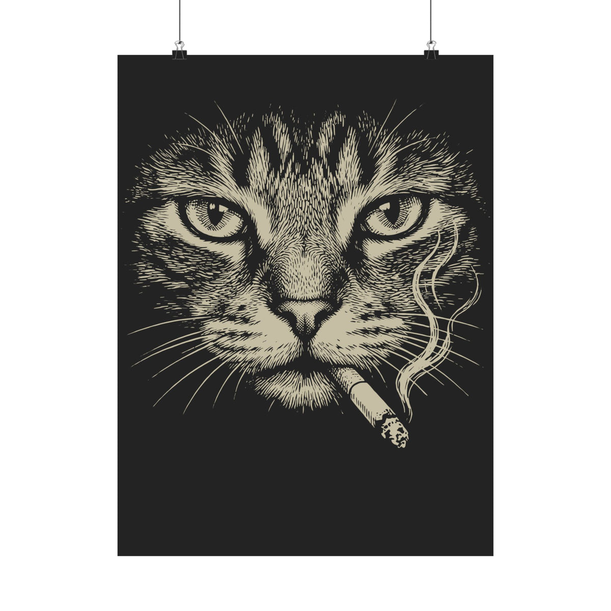 Smoking Cat Poster — Vintage Grunge Cat Graphic Poster