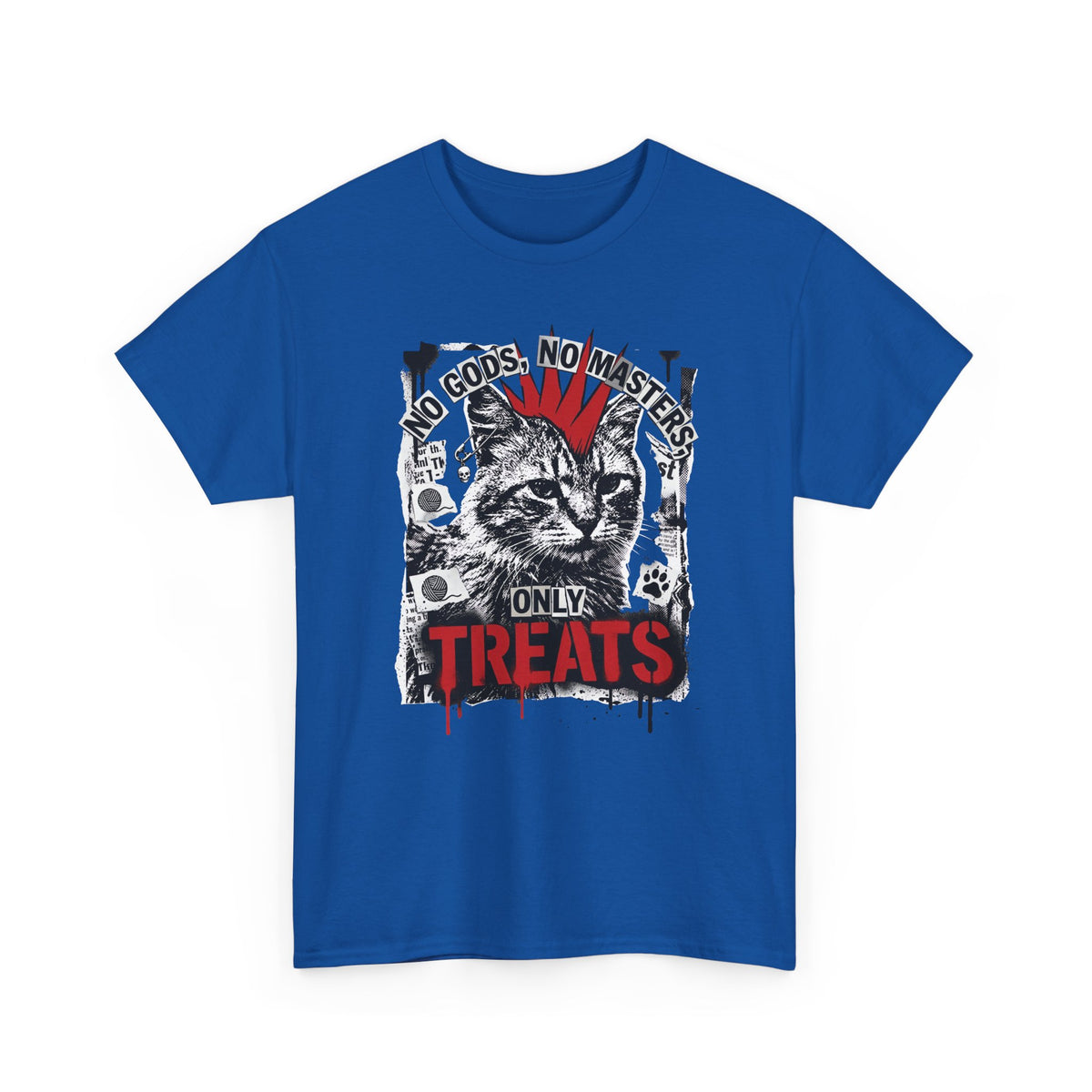 Punk Cat Tee — “No Gods No Masters, Only Treat” Graphic T-Shirt