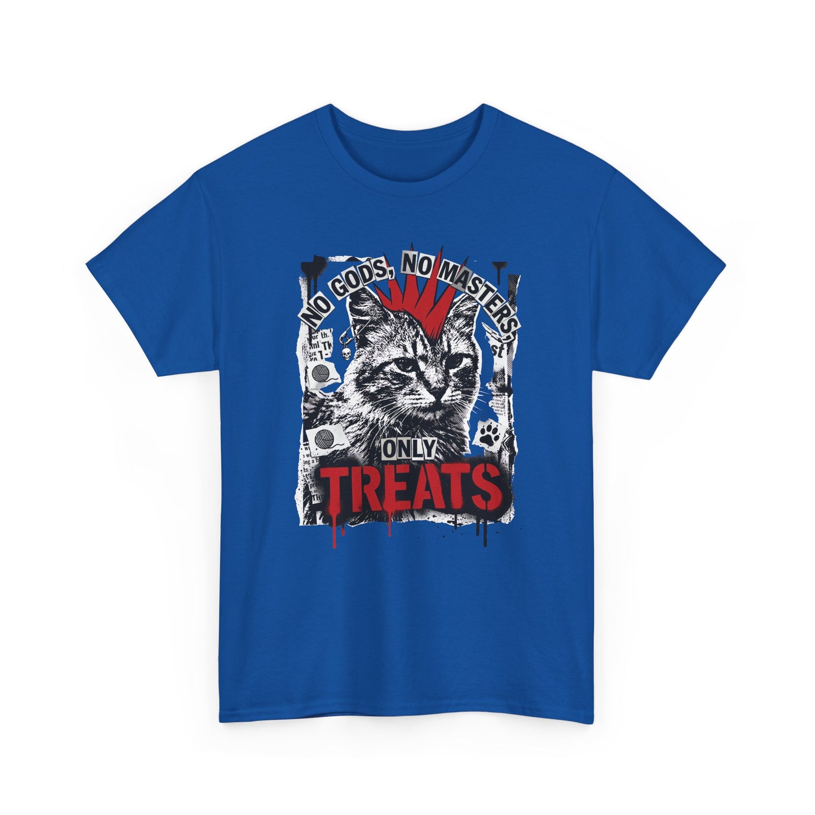 Punk Cat Tee — “No Gods No Masters, Only Treat” Graphic T-Shirt