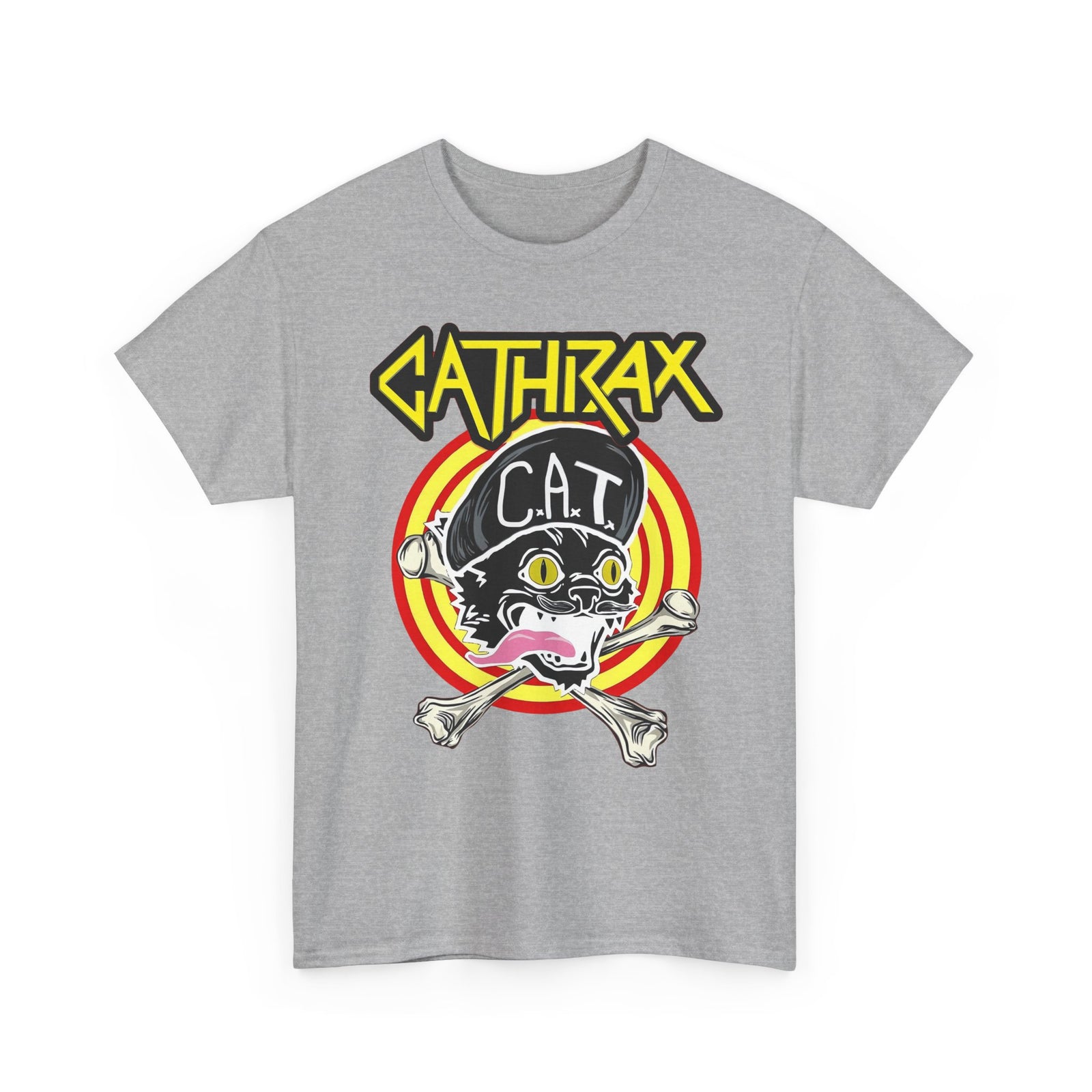 Cathrax Parody Cat T-Shirt — Heavy Metal Band Cat Graphic Tee
