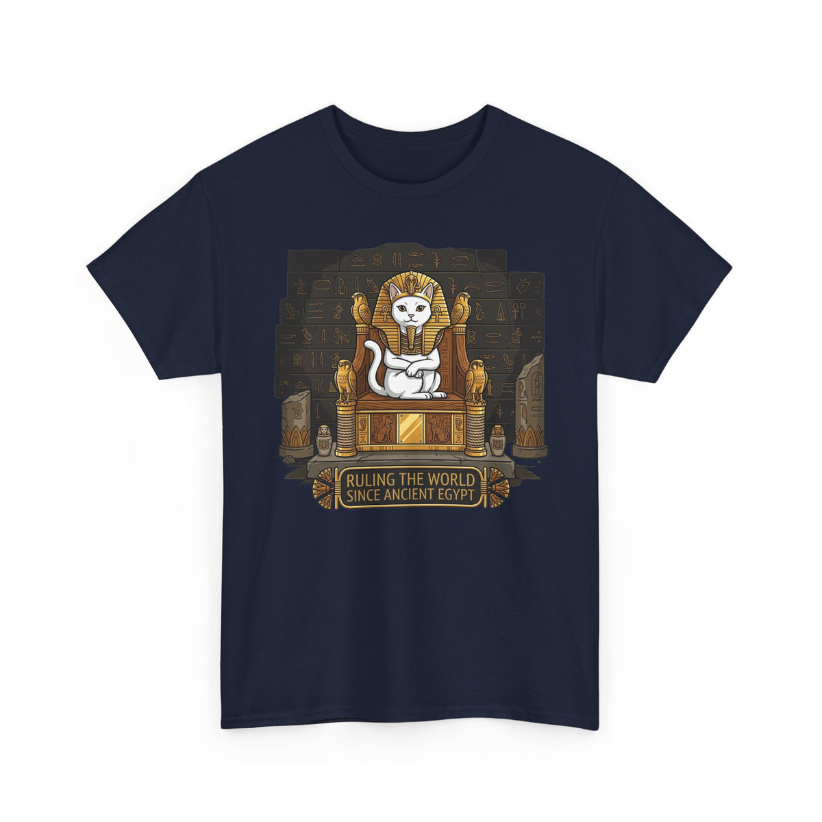 Cat Pharaoh Tee — "Ruling the World Since Ancient Egypt" Vintage Cat King T-Shirt