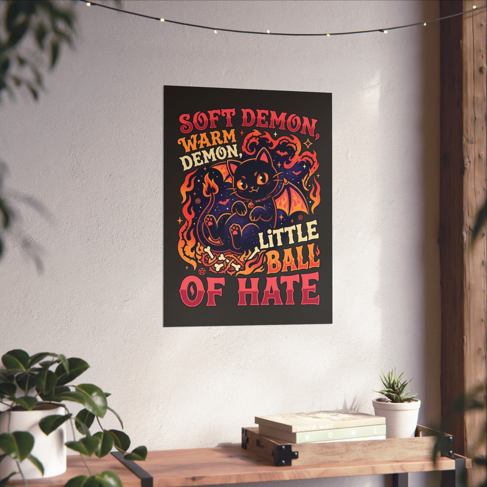 Soft Demon Cat Poster — "Little Ball of Hate" Cute Demon Kitty Poster