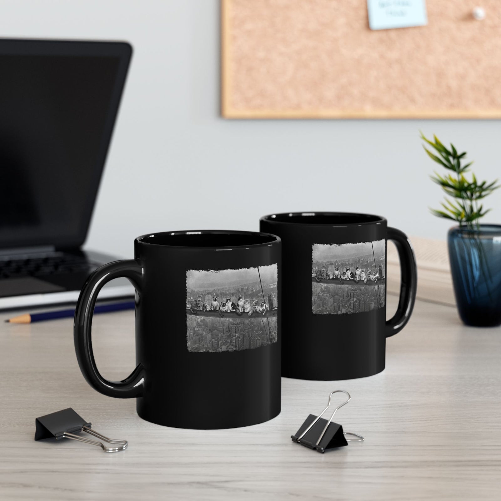 Skyscraper Cats Black Mug — Urban Cat Skyline Mug