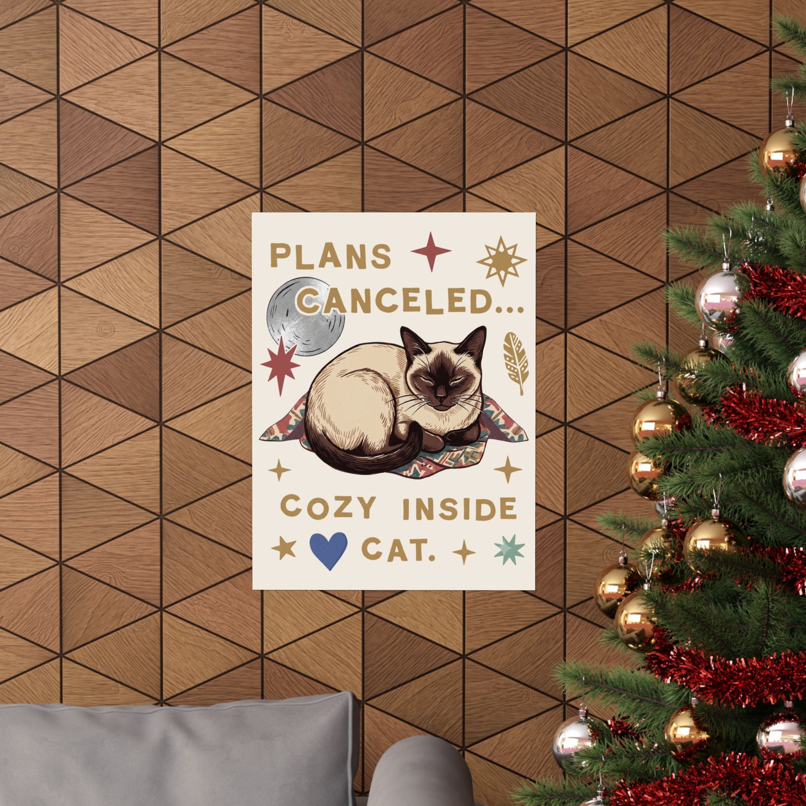 Plans Canceled Cozy Indoor Cat Poster — "Plans Canceled" Graphic Poster
